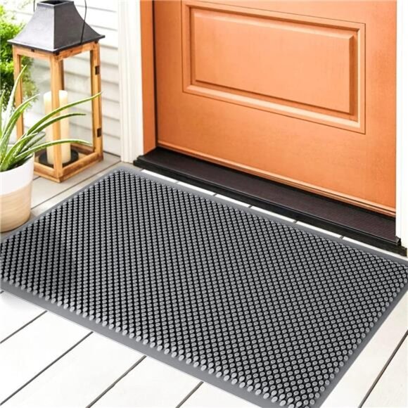 Outdoor Door Mat, 30'' x 17'' Silicone Scraper Front Door Mats, Sturdy Non-Slip - Picture 1 of 7
